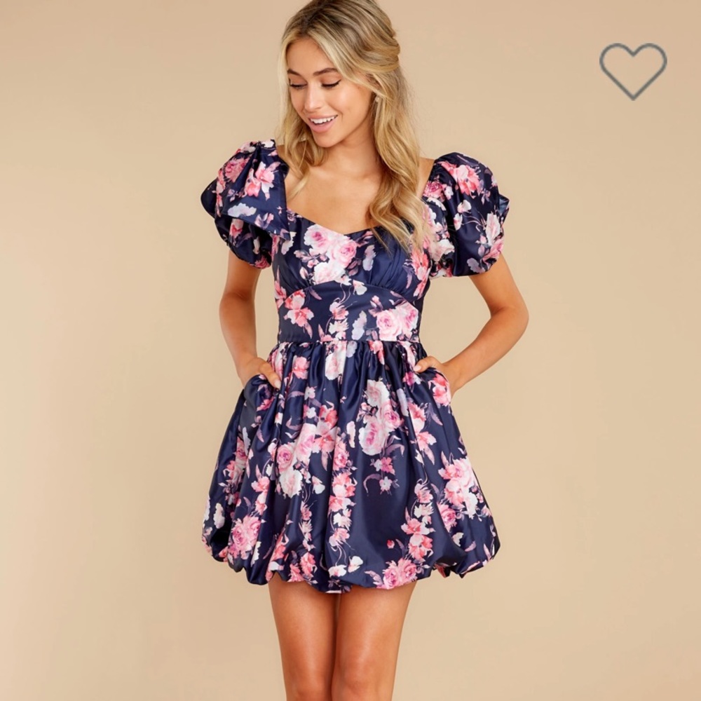 Red Dress Boutique Navy and Pink Floral Dress